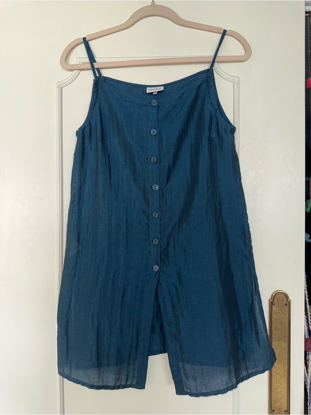 Stefanel Blue Button Front Spaghetti Strap Square Neck Tank Top Women S